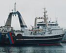 The "Enniberg" is one of the biggest Faroese factory trawlers. Faeroe Islands. 