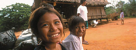 Children in a village, forest of Manuripi National Wildlife Reserve, Pando, Bolivia / ©: WWF-Canon / Eduardo RUIZ rel=