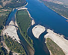 The drought has exposed a multitude of sand bars, making many islands accessible on foot. 