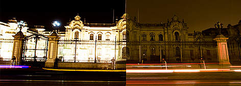Palacio de Gobierno luces encendidas y apagadas en La Hora del Planeta. / ©: Miguel Bellido / WWF / ©: Miguel Bellido / WWF