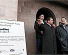Prime Minister (right) and the Minister of Nature Protection of Armenia (left) at the construction site of the LANP administrative building 