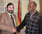 José Jiménez García-Herrera, Director General of Natural Environment and Forest Policy of MARM meets with Elie Hakizumwami to discuss efforts to advance credible certification in Central Africa.