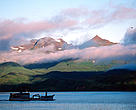 Fishing boat off the coast of Unalaska Island near Dutch Harbor, Alaska, US.