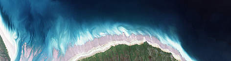 North tip of Akimiski Island in James Bay, Canada. August 2000. Mudflats surrounding the island ... / ©: NASA rel=