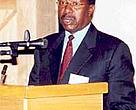 East Africa Community Secretary-General Amanya Mushega addressing a WWF meeting in Nairobi.
