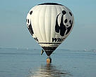 WWF's hot-air balloon flying over a part of the Amazon where the Negro River merges with the Solimões Rivers.