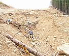 A landslide in the middle of an illegal ski run in Bansko, Pirin National Park, Bulgaria