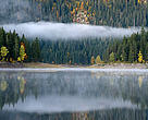 Morning mist over black Lake, Durmitor NP, Montenegro.