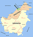 Map sourced from http://en.wikipedia.org/wiki/Image:Borneo2_map_english_names.PNG / &copy;: File is licensed under the Creative Commons Attribution ShareAlike license versions 2.5, 2.0, and 1.0.