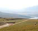 The pipeline's intended path in Georgia. In the background, Lake Tabatskuri.<BR>