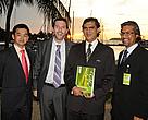 Launch of WWF’s Business Solutions Report. (left to right) Frederick Kugan, Deputy Director, Sabah Forestry Department, Adam Tomasek, WWF’s HoB Initiative team leader, Datuk Sam Mannan,  Director of Sabah’s Forestry Department (SFD), Dato Dr. Dionysius Sharma, WWF-Malaysia Executive Director/CEO