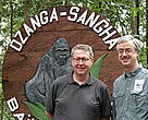 Bruno WENN, Director General of KfW (Africa) and WWF International Director General, Jim Leape at the entrance into the Dzanga Sangha Project area in Bayanga, Central African Republic