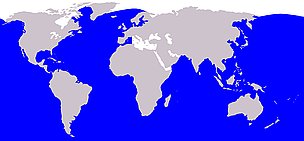 Fin whale range / ©: Wikipedia Fin whale range / ©: Wikipedia