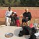 Chatting to Mr Ram Pratab and some of his family at their farmhouse, Induk village, Sariska © WWF / Melissa Wheeler