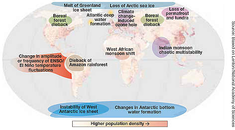 Climate tipping points map / ©: WWF rel=