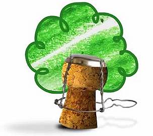 As you pop open champagne and wine bottles to celebrate the holidays, WWF asks you to toast cork - ... / ©: WWF Graphic of a cork stopper as the stem of a tree. / ©: WWF