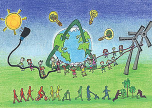 A recycling planet. International Children’s Painting Competition on the Environment organized by ... / ©: Paint for the Planet - Daniela Melendez, Colombia / ©: Paint for the Planet - Daniela Melendez, Colombia