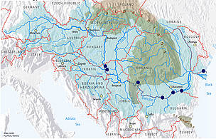 This map of the Danube-Carpathian region shows the location of the natural treasurs that may be under threat in the middle and lower Danube.
