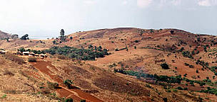 Fields and deforestation. November, the end of the dry season. Malawi.