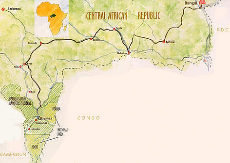 Map of Dzanga-Sangha / ©: Uwe Klug rel=