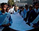 Students from Chitwan heading to Ministry of Forest and Soil Conservation to handover the signature collected in the campaign