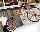 A wooden bike, made by the artist David Antelo out of wood from the Cariniana estrellensis tree.