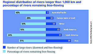 Where have all our (free flowing) rivers gone? Diagram showing how many rivers have been altered, ... / ©: WWF / ©: WWF