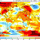July 2011 global surface temperature anomalies.  The colors on the right side of the legend represent temperatures well above the long term (1951-1980) mean. The largest positive anomalies in July were in the Arctic and Antarctic