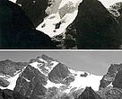The receding glaciers of the Stanley Group at Rwenzori, 1952 (top) and 2008 (below)