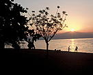 Lake Malawi (also known as Lake Nyasa) at sunset. Chembe Village, Malawi.