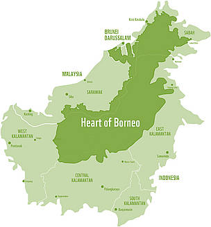 Heart of Borneo boundary map / ©: WWF / ©: WWF