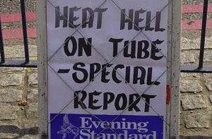 Newspaper headline during the heatwave of summer 2003, London, United Kingdom. / &copy;: WWF-Canon / Emma DUNCAN