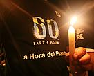 El monumento del Cristo Redentor en Santa Cruz a oscuras durante La Hora del Planeta