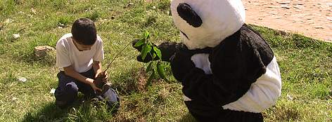 El Panda ayudando a plantar arbolitos / ©: WWF - Cinthya Duarte El Panda ayudando a plantar arbolitos / ©: WWF - Cinthya Duarte