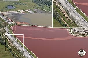 Interspect aerial survey shot of Kolontar sludge reservoir, June 2010. Detail shows damaged and ... / ©: Interspect / ©: Interspect