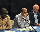 Peter Garrett, Minister for the Environment, Heritage and the Arts (far right), with Dr. Lorenzo Rojas, IWC commissioner for Mexico (C), and Mamadou Diallo of WWF West-Africa Marine Ecoregional Programme (left).