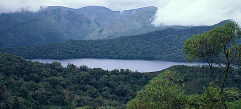 Lake Oku, a sacred crater lake in the Kilum Mountain Forest Mount Kilum, Cameroon. / ©: WWF-Canon / Meg GAWLER rel=