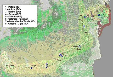 Proposed key areas for ecological restoration on the Lower Danube / ©: WWF DCP rel=