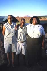 Pascoleno Florry, Damaraland Camp, at right, with members of her staff from the Torra Conservancy. / ©: WWF-Canon / Jan Vertefeuille Pascoleno Florry, Damaraland Camp, at right, with members of her staff from the Torra Conservancy. / ©: WWF-Canon / Jan Vertefeuille