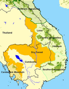 Lower Mekong Dry Forest Ecoregion. Click here for larger map. / ©: WWF Lower Mekong Dry Forest Ecoregion. / ©: WWF