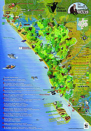 Touristic map of Loango National Park / ©: WWF Gabon / ©: WWF Gabon