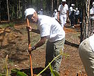 Maminiaina Rasamoelina planting trees in Madagascar.
