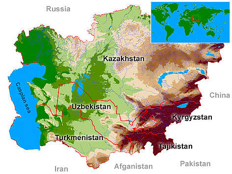 Central Asia / ©: WWF-Russia Map of Central Asia rel=