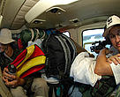 Expedition team members and luggage transferred with helicopter 