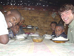 Me and my host family having a meal, Ambodihasina, August 2006. / ©: Antoine Beaulieu Antoine Beaulieu, WWF Volunteer / ©: Antoine Beaulieu