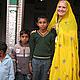 Dressed up in traditional rajastani dress with a family from Induk village - with some of the kids © WWF / Melissa Wheeler