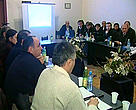 The workshop participants discuss proposed project ideas.