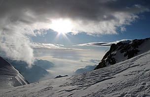 The name Monte Rosa is said not to derive from the Italian word