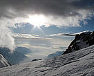 The name Monte Rosa is said not to derive from the Italian word "rosa" meaning "pink" but from an ancient local Aostian word "roëse" meaning "glacier".