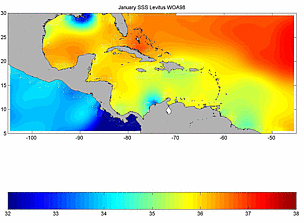 Animation of monthly salinity in the Caribbean Sea. / &copy;: Judy Gray and Doug Wilson of NOAA/NODC, 2004